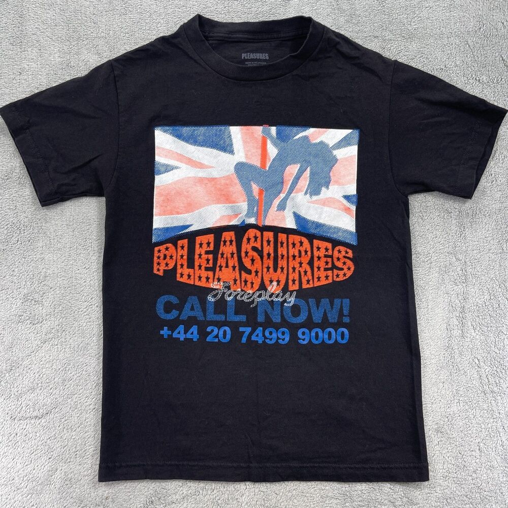 Pleasures T Shirt Mens Small Black Cotton Fore‎ Play Call Now Graphic Artwork